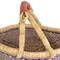 African Bolga Basket | Genuine Leather Handle | Woven Handmade Fair Trade Product | 100% Authentic Ghanaian | 16-18 Inches Across | Indigo Blue - Diamond Pattern | The Bead Chest
